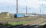 Am 17.04.206 war die 192 003 der InfraLeuna in Naumburg (S) Hbf mit Kesselwagen Richtung Bad K�sen unterwegs.