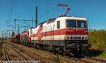 Im Rahmen seiner Lokausbildung fotografierte Martin Neubert am 30.04.2026 die EBS 243 822-4 mit Anhang in Naumburg (S) Hbf.
