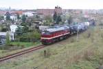 LEG 120 295-1 mit einem Fotog�terzug von Sta�furt nach Nebra, am 12.11.2006 bei der Ausfahrt in Ro�leben.