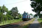 Die neg V102 (575 002-7) war am 16.06.2021 mit zwei ehem.