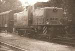 Mitte 80er Jahre fotografierte Frank Schulz die DR 106 213-2 mit Rangierpersonal und einem G�terzug nach Lossa im Bf Freyburg.