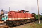 Am 08.04.1994 fotografierte Heiko R�hler die DB 201 393-6 mit dem N 14622 nach Artern im Bahnhof Laucha (Unstrut).