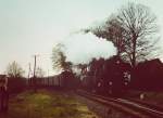 DR 52 8105-0 mit einem Personenzug von Vitzenburg nach Querfurt, am 05.05.1980 in Lodersleben.