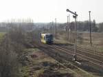 KEG VT 3.xx als RB nach Naumburg Ost, bei der Ausfahrt in Laucha; 30.03.2004 (Foto: Klaus Pollm�cher)