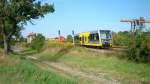Burgenlandbahn 672 909-9  Wei�enfelser Schusterjunge  als RB von Naumburg Ost nach Wangen, bei der Einfahrt in Laucha.