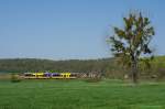 Burgenlandbahn 672 905 + 672 910 sind am 05.05.2013 bei Nebra unterwegs als RB 34868 (Naumburg Ost - Wangen).
