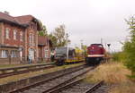 EBS 110 001-5 mit dem DPE 25298 aus Karsdorf, am 23.09.2018 in Naumburg Ost.