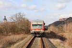 DB 628 656 als Lt 70104 nach Karsdorf, am 20.02.2019 auf der #Unstrutbahn in Nißmitz.