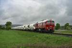 EBS V200 507 mit einem Zementzug von Karsdorf nach Naumburg (S) Hbf, am 11.05.2026 auf der #nstrutbahn bei Ro�bach. (Foto: Maik K�hler)