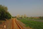 Die Unstrutbahn am  Hohn  (Km 11,3) bei Laucha; 21.04.2011