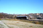 abellio 1648 910 als RB 80555 von Wangen nach Naumburg Ost, am 02.01.2020 unterhalb von Schloss Vitzenburg bei Zingst.