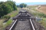 Bauarbeiten an der Eisenbahninfrastruktur am 19.07.2014 zwischen Wangen und Donndorf, um die Befahrbarkeit unserer Unstrutbahn zu erhalten.