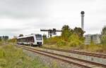 abellio 1648 431 als RB 80557 von Wangen nach Naumburg Ost, am 21.10.2020 bei der Ausfahrt in Laucha.