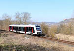 Der 1648 448 von Start Mitteldeutschland war am 21.03.2025 auf der Unstrutbahn bei Kleinjena als RB 80559 von Wangen (U) nach Naumburg (S) Ost unterwegs.