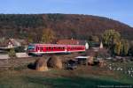 DB 628 596-6 als RB von Nebra nach Artern, am 16.11.2006 in Wangen.