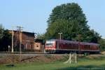 DB 628 610 als RB von Nebra nach Zeitz, am 04.07.2006 in Balgstädt.