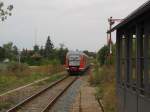 DB 642 702 + 642 730 als RB 34871 von Nebra nach Naumburg Ost, am 08.09.2013 bei der Einfahrt in Laucha.
