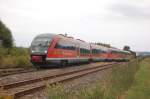 DB 642 730 + 642 702 als RB 34884 von Naumburg Ost nach Nebra, am 08.09.2013 bei der Einfahrt in Laucha.