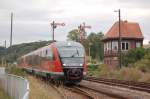 DB 642 219-9 + 642 227 als RB 34885 von Nebra nach Naumburg Ost, am 08.09.2013 bei der Einfahrt in den ehemaligen Bf Vitzenburg.