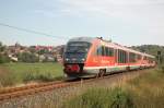 DB 642 702 + 642 730 als RB 34883 von Nebra nach Naumburg Ost, am 07.09.2013 bei Zingst.