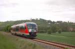 DB 642 557 der Erzgebirgsbahn als RB 70791 von Laucha nach Naumburg Hbf, am 10.05.2014 bei Freyburg.