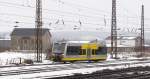 Burgenlandbahn 672 903 (9580 0 672 903-1 D-DB)  Stadt Nebra  als RB 34880 von Naumburg Ost nach Wangen, bei der Ausfahrt in Naumburg Hbf; 12.12.2010