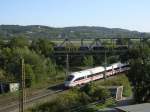 Dreiergespann der Burgenlandbahn zum Winzerfest 2008 auf dem �berschneidungsbauwerk in Naumburg(Saale) Hbf.