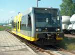 Am 13.05.2008 wartet Burgenlandbahn 672 913-1  Der Querfurter  als RB von Nebra nach Naumburg Ost im Bf Karsdorf auf die Ausfahrt.