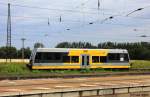 Burgenlandbahn DB 672 915-5 verl�sst als RB 34871 Wangen (Unstrut) - Naumburg Ost gerade den Naumburger Hauptbahnhof, fotografiert am 02.08.2012.