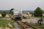 Burgenlandbahn 672 902 als RB 34873 von Wangen nach Naumburg Ost, am 27.06.2012 in Kleinjena.