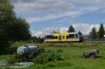 Burgenlandbahn 672 911 als RB nach Naumburg Ost, am 19.08.2014 in Wangen. (Foto: Traugott Wembske)