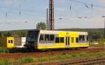 Burgenlandbahn 672 913 als RB 34870 von Naumburg Ost nach Wangen, am 08.09.2015 bei der Ausfahrt in Naumburg Hbf.