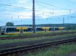 Drei VT 672 der Burgenlandbahn genie�en ihren Feierabend im Naumburger Hbf; 26.07.2007