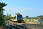 Burgenlandbahn 672 903 + 672 914 als RB von Naumburg (S) Ost nach Wangen (U), am 17.08.2018 bei der Einfahrt in Karsdorf. (Foto: Dennis Fiedler) 