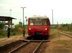 OBS 772 141-8 + 772 140-0 w�hrend unserer  Zwei-L�nder-Rundfahrt  am 07.09.2008 im Bf Freyburg.