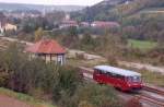 EBS 772 345-5 als DPE 81092 von Laucha nach Naumburg Hbf, am 05.10.2014 bei der Ausfahrt in Freyburg.