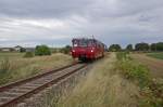 OBS 772 140-0 + 772 141-8 als Sonderzug von Artern nach Nebra kurz hinter Reinsdorf; 06.09.2008 (Foto: Volker Blees)   