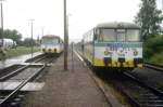 Zugkreuzung am 12.07.1998 im Bahnhof Karsdorf.
