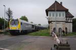 InfraLeuna 263 006-9 mit leeren Kesselwagen zur Abstellung nach Karsdorf, am 31.05.2013 bei der Ausfahrt in Laucha.