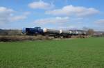 InfraLeuna 207 mit einem Kesselwagenzug aus Karsdorf, am 14.03.2017 bei Roßbach. (Foto: Heiko Kern)
