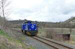 InfraLeuna 209 (92 80 1275 012-3 D-LEUNA) als Tfzf von Vitzenburg nach Großkorbetha, am 10.03.2023 bei Freyburg.