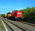 MEG 105 (92 80 1204 860-1 D-MEG) mit dem DBV 93776 nach Braunsbedra, am 27.08.2009 im Bf Karsdorf.