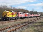 MEG 105 brachte am 30.03.2020 zehn Loks der BR 111 von Stillstandsmanagement Leipzig-Engelsdorf nach Karsdorf.