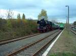 IGE Werrabahn 41 1144-9 mit dem Lr 74611 aus Freyburg, am 25.10.2009 bei der Einfahrt in Karsdorf.