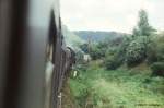 DMV-Sonderzug von Erfurt Hbf nach Naumburg Hbf, 30.09.1978 bei der Einfahrt in Freyburg.