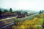 DR 44 1093-2 mit dem Geburtstagssonderzug, am 01.10.1989 bei der Einfahrt in Freyburg.