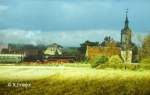 DR 44 1093-2 passiert mit dem Sonderzug von Artern auf der R�ckfahrt nach Naumburg die Nausitzer Kirche; 01.10.1989 (Foto: Roberto Franke) 