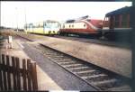 DB 232 502-5 als Vorspann am defekten Triebkopf DR 601 014-4 w�hrend der R�ckfahrt von Freyburg nach Braunschweig Hbf im Bf Gehofen.