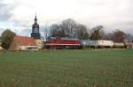 LEG 120 295-1 mit einem Fotog�terzug von Nebra nach Sta�furt, am 12.11.2006 in Nausitz.