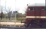 LEG 120 295-1 mit einem Fotog�terzug von Sta�furt nach Nebra, am 12.11.2006 im Bahnhof Artern.